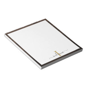 Bloc-note Élégante écriture de monogramme aspect bois rustiq