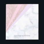 Bloc-note Elégante parties scintillant d'or rose géométrique<br><div class="desc">Un design géométrique et chic,  avec parties scintillant en or faux rose,  marbre blanc,  rose et violet.</div>