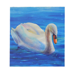 Bloc-note Elégante peinture d'aquarelle de cygne blanc