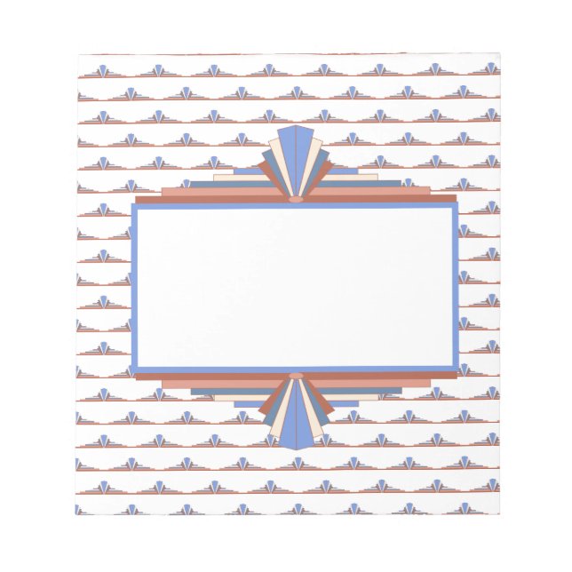 Bloc-note Éléments Art déco en or rose & bleu (Devant)