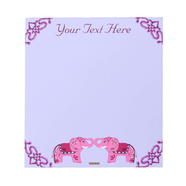 Bloc-note Eléphant au henné (rose/violet) (Devant)
