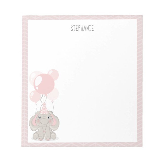 Bloc-note Éléphant avec chapeau de fête d'anniversaire (Devant)