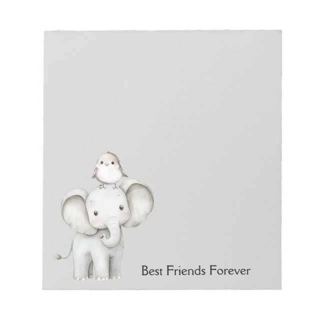 Bloc-note Éléphant et oiseau meilleurs amis (Devant)