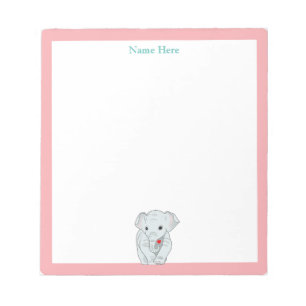 Bloc-note Eléphant mignon avec cadre rose clair Simple