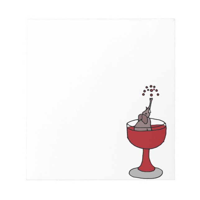 Bloc-note Éléphant pulvérisant du vin assis dans un verre à  (Devant)