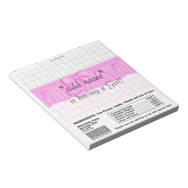Bloc-note Emballage de bonbons pour Baby Shower Faveur de fê (Incliné)