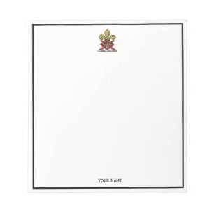 Bloc-note Emblème Preppy Gold Red Heraldic Crest Fleur de Li