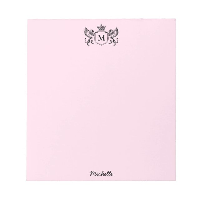 Bloc-note Emblème Royal Couronne Lions Monogramme Écriture R (Devant)