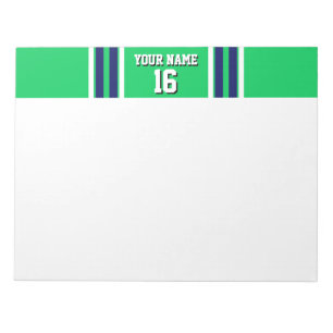 Bloc-note Emerald Green avec Navy White Stripes Team Jersey
