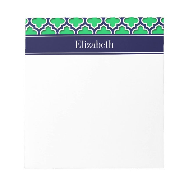 Bloc-note Emerald Navy Marocain #5DS Navy Monogramme Nom (Devant)