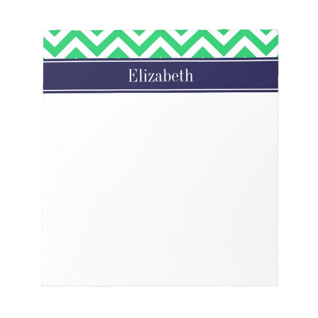 Bloc-note Emerald White LG Chevron Nom bleu de la marine Mon (Devant)