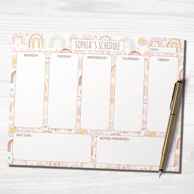 Bloc-note Emploi du temps hebdomadaire abstrait arc-en-ciel  (In situ)