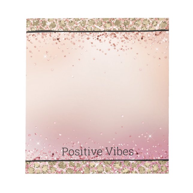 Bloc-note Empreinte de léopard d'or rose étincelle (Devant)