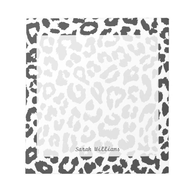 Bloc-note Empreinte de léopard noir et blanc Motifs de peau  (Devant)