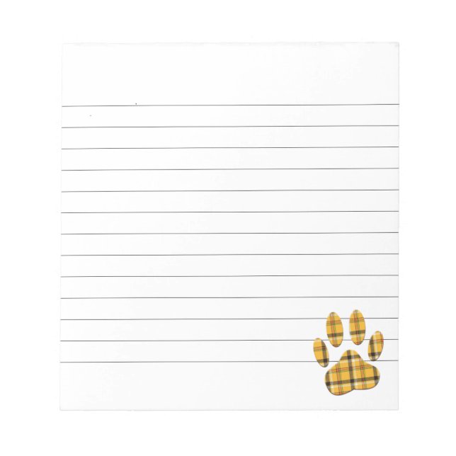 Bloc-note Empreinte de patte de chien Tartan sur mesure (Devant)