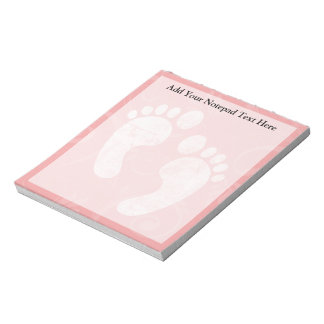 Bloc-note Empreintes de bébé rose/blanc