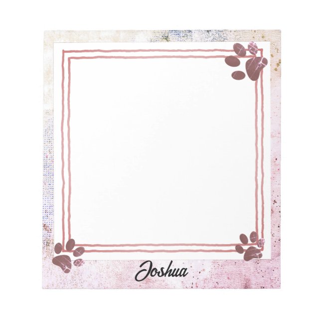 Bloc-note empreintes de patte de chien design aquarelle pers (Devant)