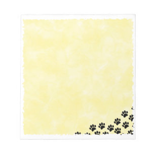Bloc-note Empreintes de pattes de chiot noir Aquarelle jaune