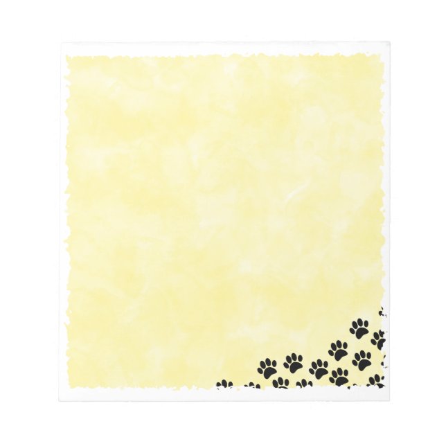 Bloc-note Empreintes de pattes de chiot noir Aquarelle jaune (Devant)