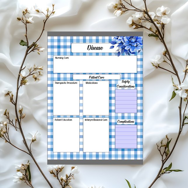 Bloc-note En vichy Floral bleu _ Température de la maladie 2 (Créateur téléchargé)
