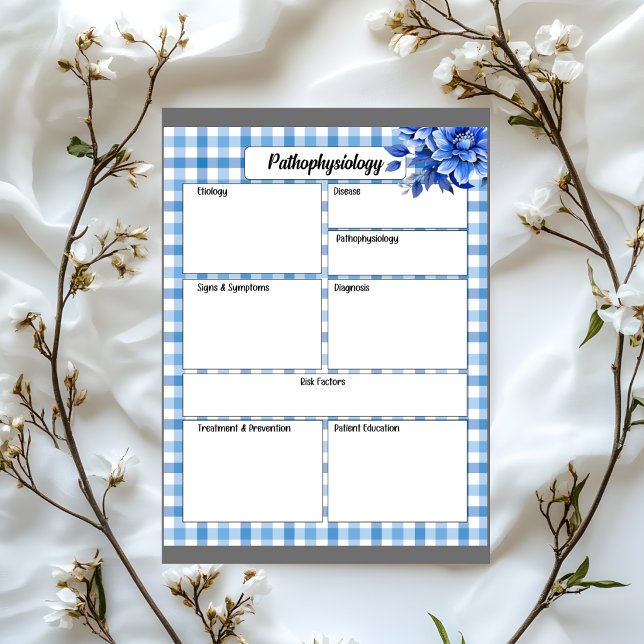 Bloc-note En vichy Floral bleu_ Température de la pathophysi (Créateur téléchargé)