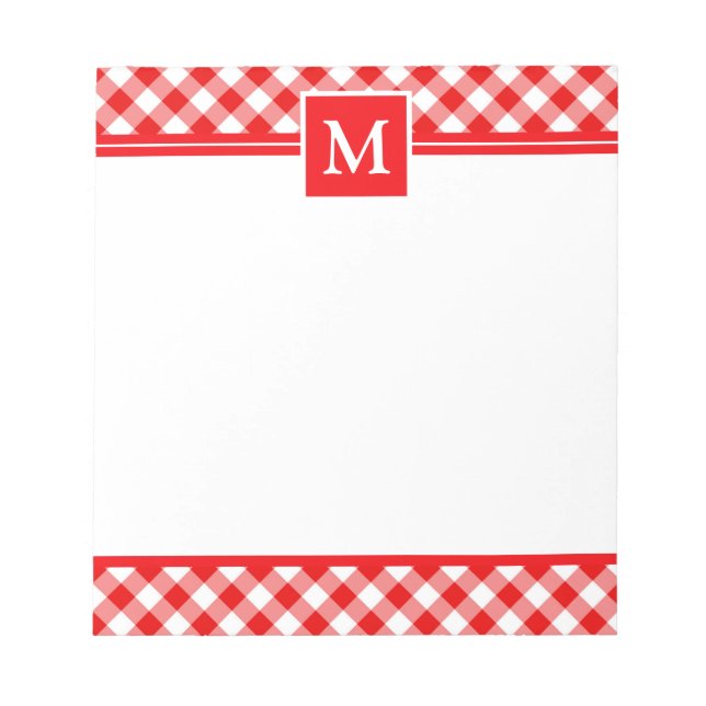 Bloc-note En vichy rouge Monogramme  (Devant)