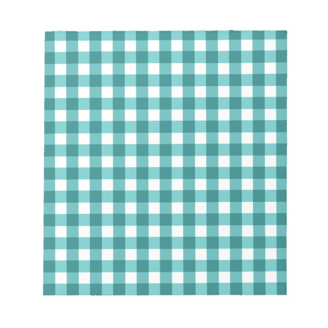 Bloc-note en vichy turquoise (Devant)