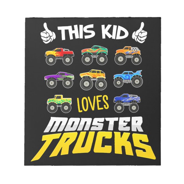 Bloc-note Enfants Cet Enfant Aime Monster Trucks Garçons Et  (Devant)