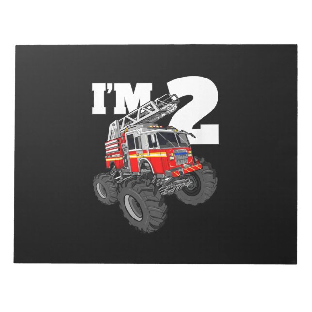 Bloc-note Enfants Monster Fire Truck 2e anniversaire garçon  (Devant)