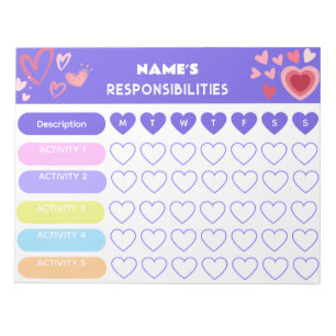 Bloc-note Enfants Respons hebdomadairesIbility Chart Thème C