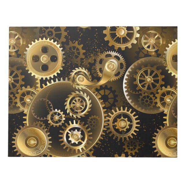 Bloc-note Engrenages en laiton Steampunk sans soudure (Devant)
