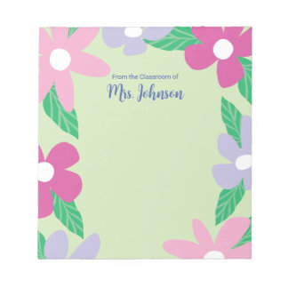 Bloc-note Enseignant Fleurs Personnalisé