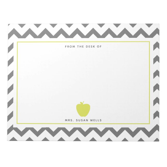 Bloc-note Enseignant Grey Chevron Neon Apple (Devant)