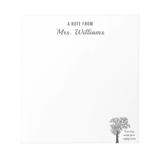 Bloc-note Enseignant Magnifique De Petites Semences Cultiver (Devant)