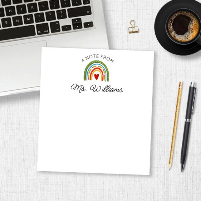 Bloc-note Enseignant moderne Boho coloré Rainbow Nom personn (Créateur téléchargé)