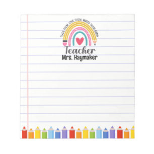 Bloc-note Enseignant Rainbow Crayons école fourniture arc-en