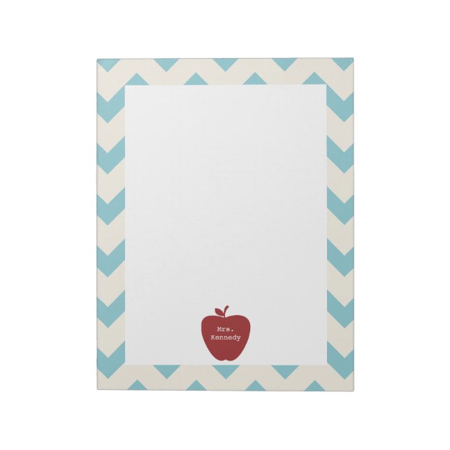 Bloc-note Enseignant Red Apple Light Blue Chevron (Tourné)