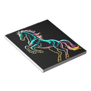 Bloc-note Enseigne au néon Cheval Style Rétro Glitch