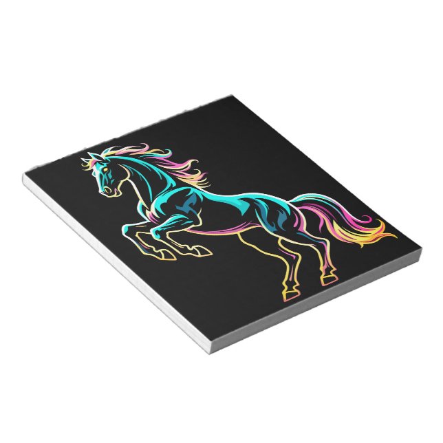 Bloc-note Enseigne au néon Cheval Style Rétro Glitch (Incliné)