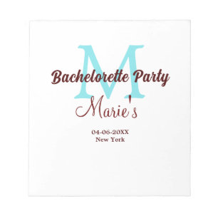 Bloc-note enterrement de vie de jeune fille monogramme ajout