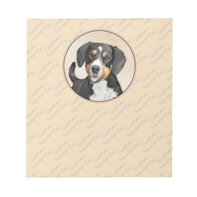 Bloc-note Entlebucher Mountain Dog Painting Original Chien A (Devant)