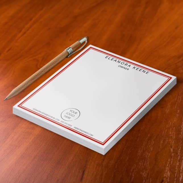 Bloc-note Entreprise de logo à marque rouge, nom et coordonn (Créateur téléchargé)