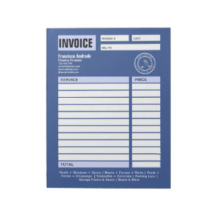 Bloc-note Entreprise de nettoyage   Service de nettoyage ave