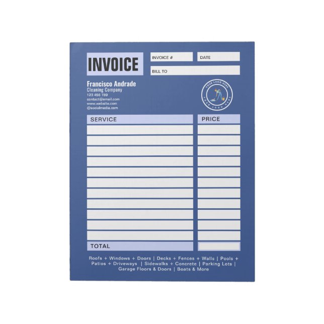 Bloc-note Entreprise de nettoyage | Service de nettoyage ave (Tourné)