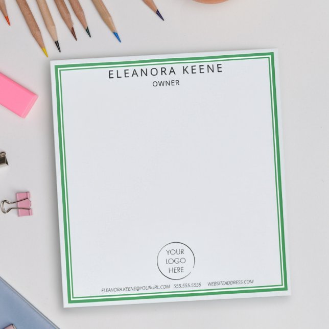 Bloc-note Entreprise Logo Vert Clair, Nom et Coordonnées (Créateur téléchargé)