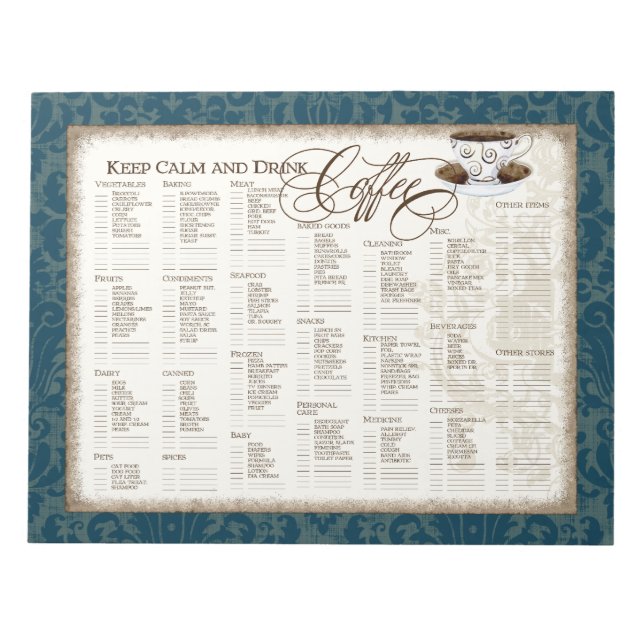 Bloc-note Épicerie - Gardez le calme et buvez la coupe de ca (Devant)