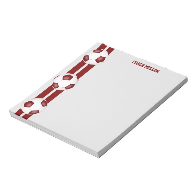 Bloc-note équipe de maroon blanc couleurs entraîneur de foot (Tourné)