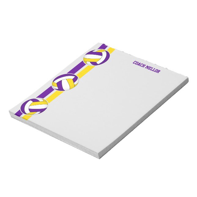 Bloc-note équipe d'or violet couleurs volleyball entraîneur  (Tourné)