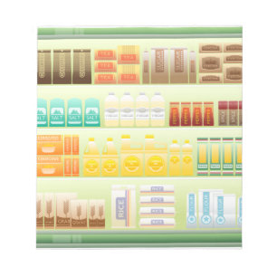 Bloc-note étagère de supermarché café grains de thé