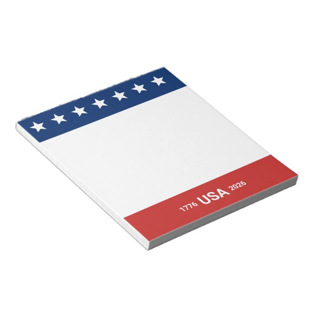 Bloc-note États-Unis 1776 2026 250e anniversaire Rouge Blanc (Incliné)